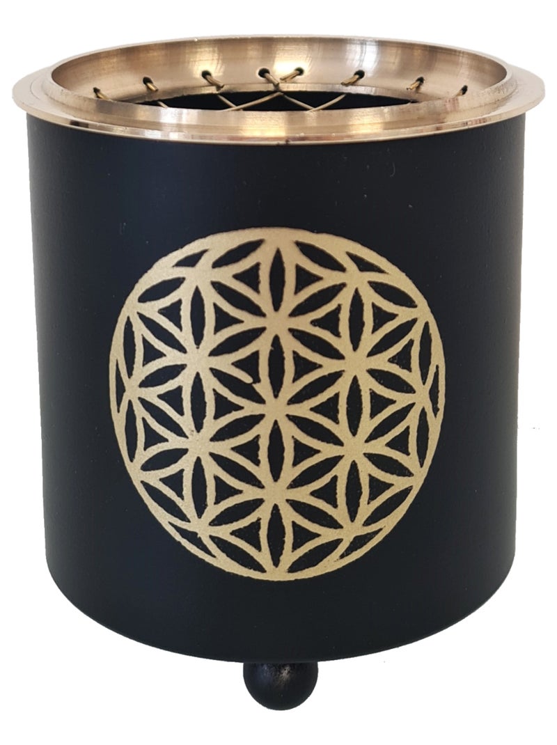 Brûleur d'encens en laiton fleur de vie Noir - Kiabi