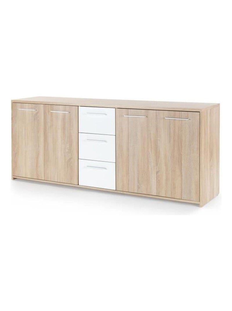 Buffet bas 4 portes et 3 tiroirs - Blanc mat et - AUCUNE Blanc - Kiabi