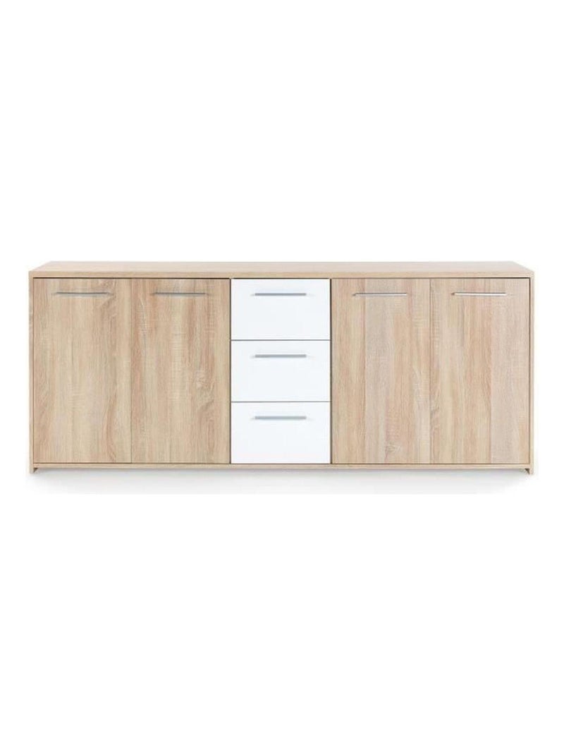 Buffet bas 4 portes et 3 tiroirs - Blanc mat et - AUCUNE Blanc - Kiabi
