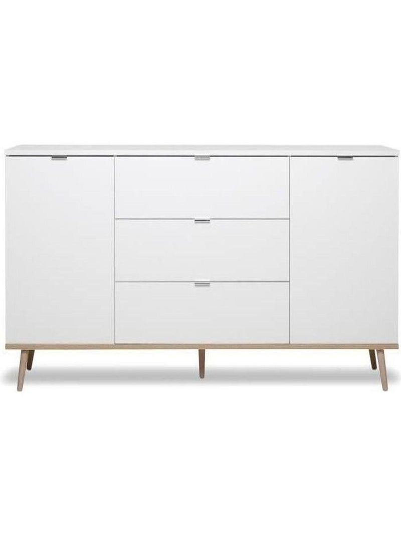 Buffet bas style scandinave chêne et blanc 180 cm - Youdoit Blanc - Kiabi