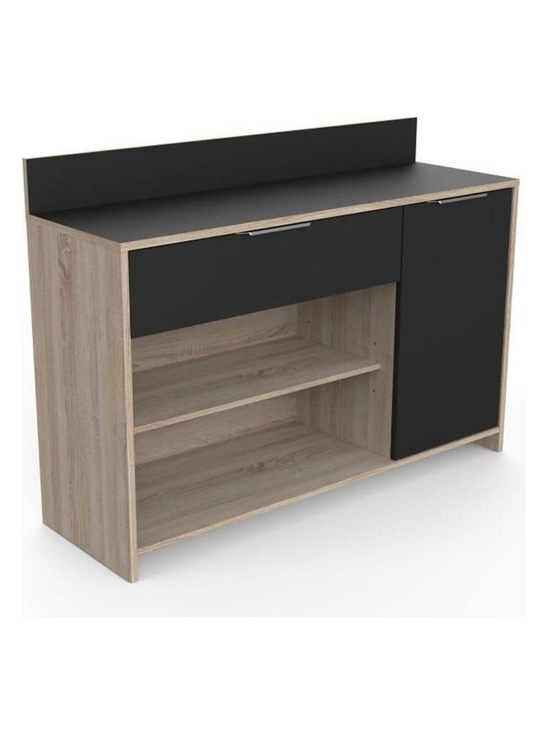 Buffet de cuisine contemporain chêne brut et noir - Demeyere Noir Noir - Kiabi