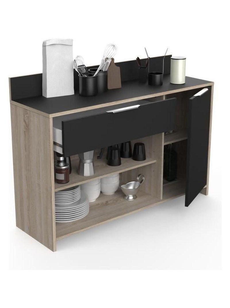 Buffet de cuisine contemporain chêne brut et noir - Demeyere Noir Noir - Kiabi