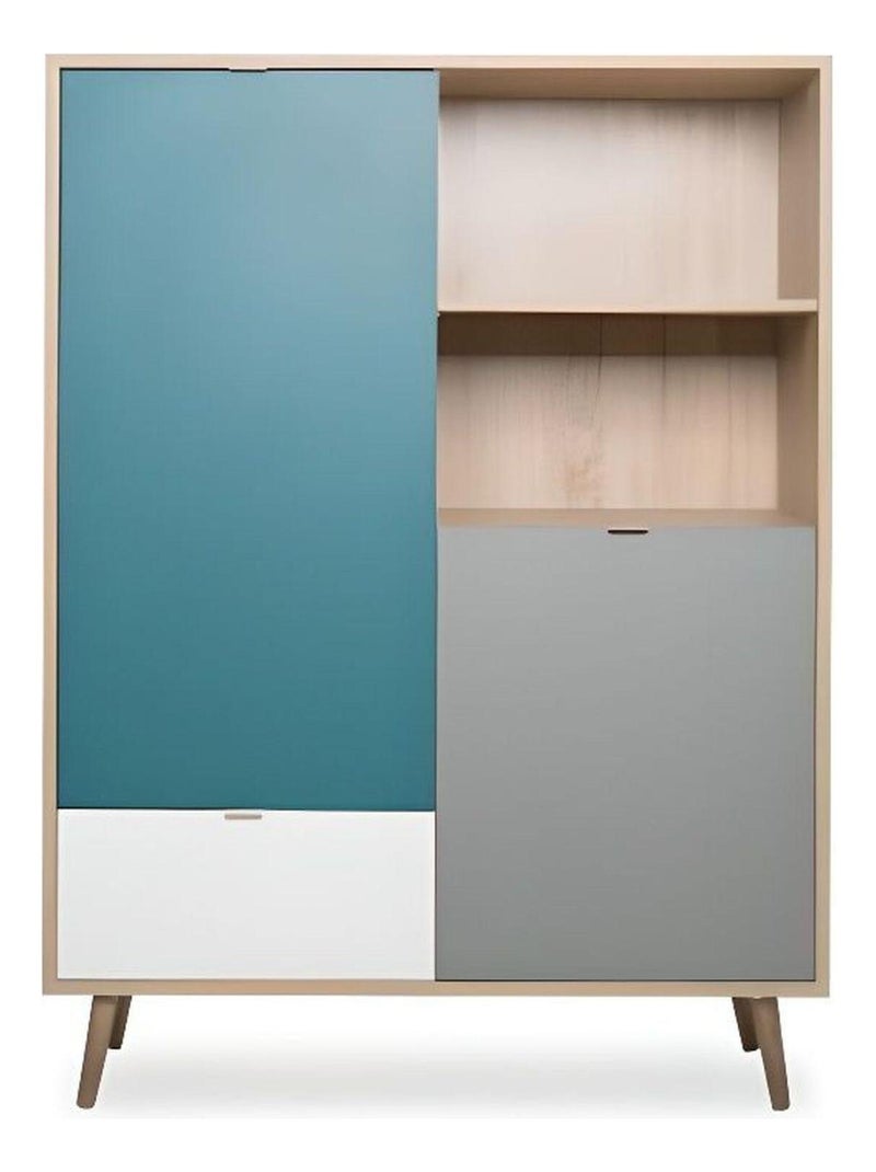 Buffet haut - chêne Sonoma, blanc, gris et bleu - - AUCUNE Bleu - Kiabi