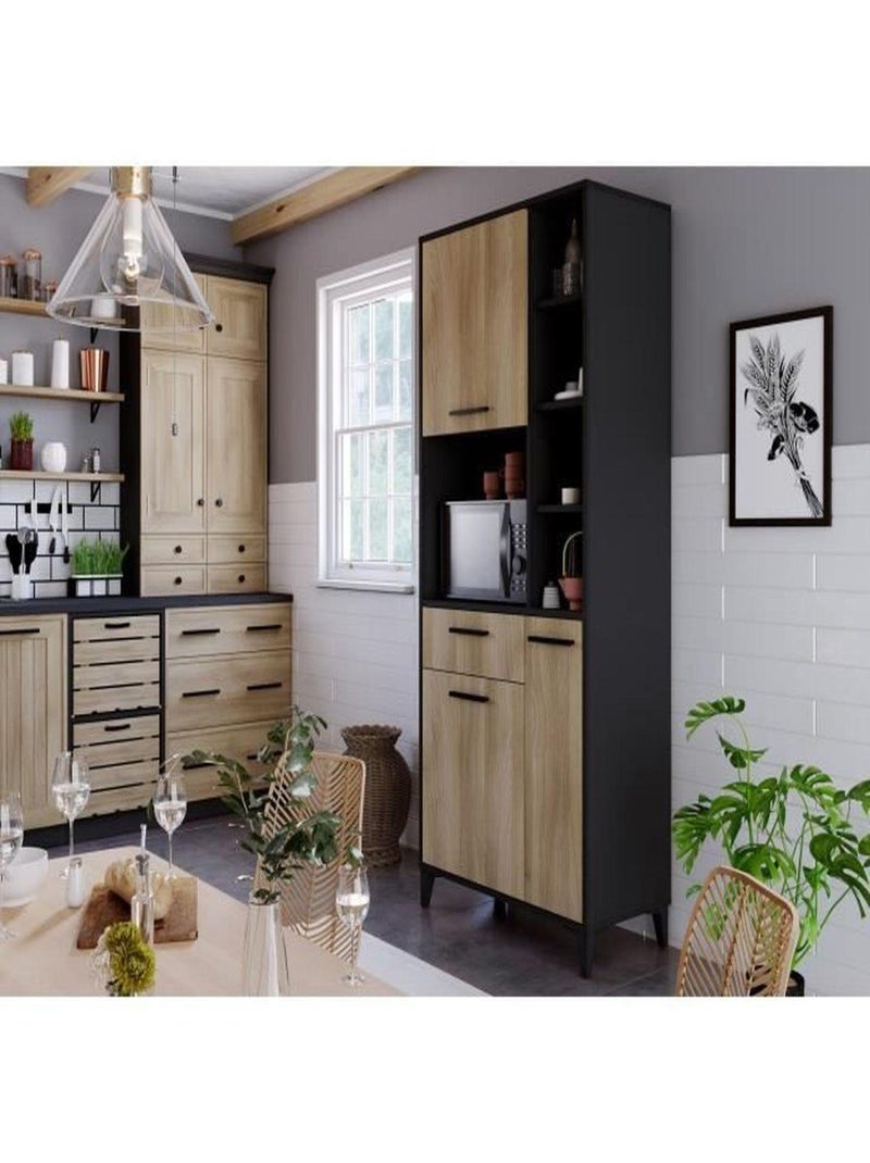 Buffet haut de cuisine - 3 portes et 1 tiroir - - AUCUNE Noir Noir - Kiabi