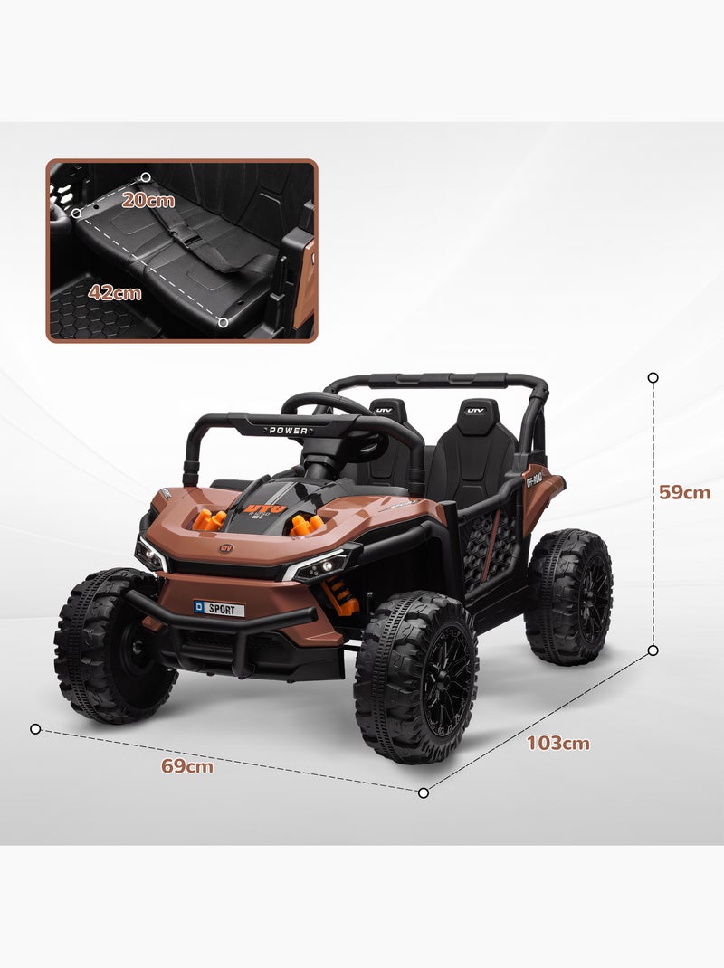 Buggy électrique enfant utv - 12v, 2 moteurs, 6km/h max. - télécommande Marron - Kiabi