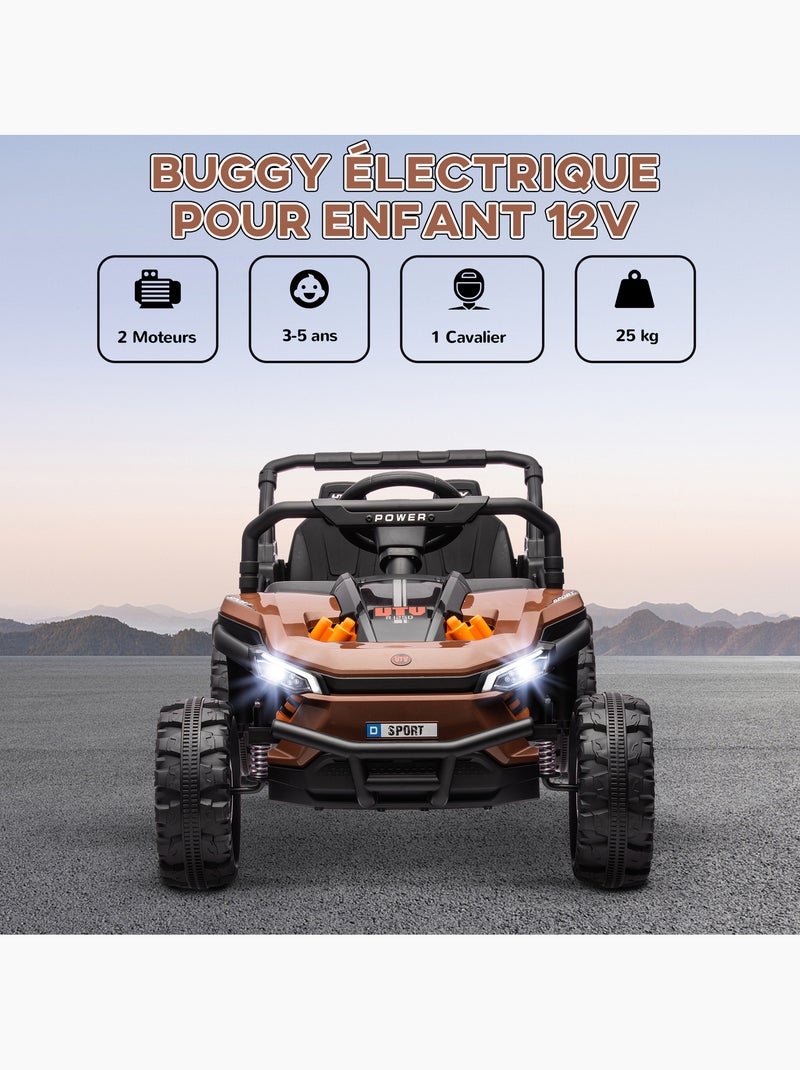 Buggy électrique enfant utv - 12v, 2 moteurs, 6km/h max. - télécommande Marron - Kiabi