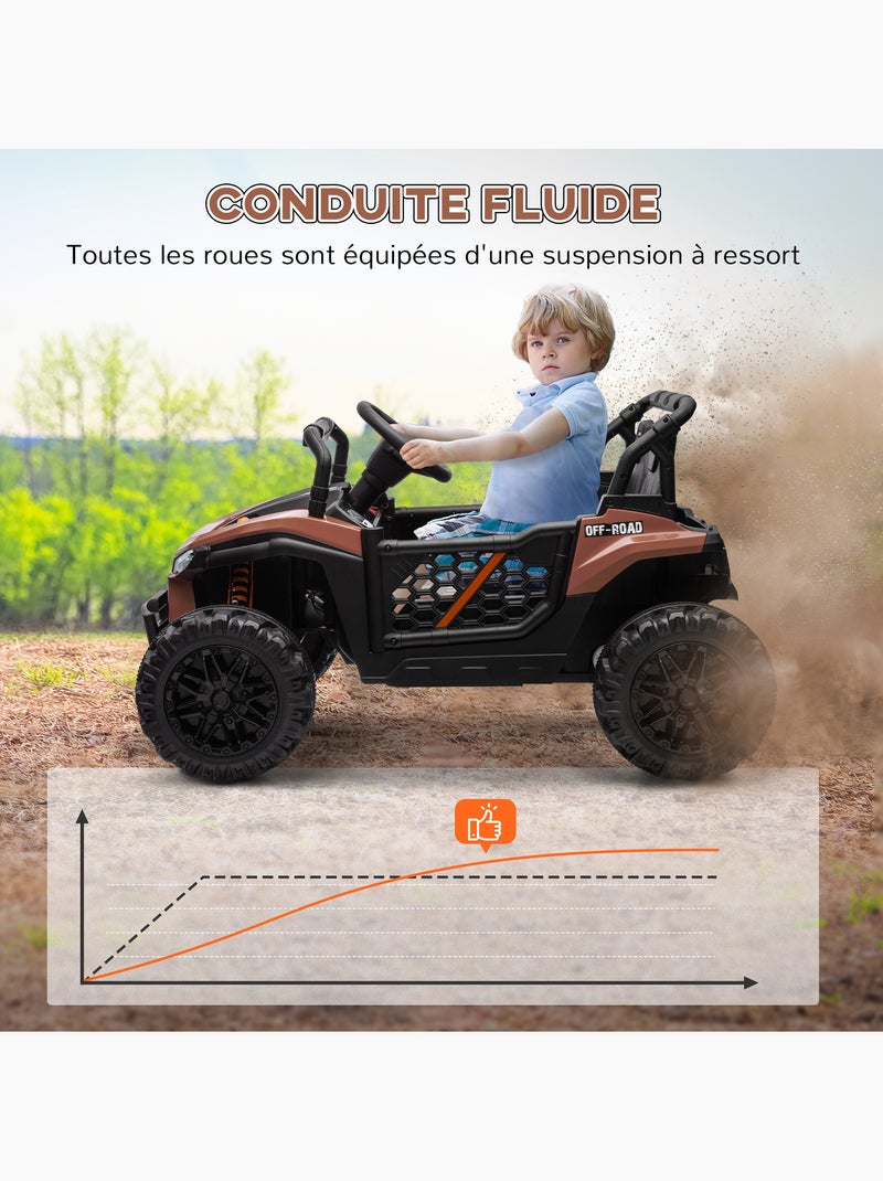 Buggy électrique enfant utv - 12v, 2 moteurs, 6km/h max. - télécommande Marron - Kiabi