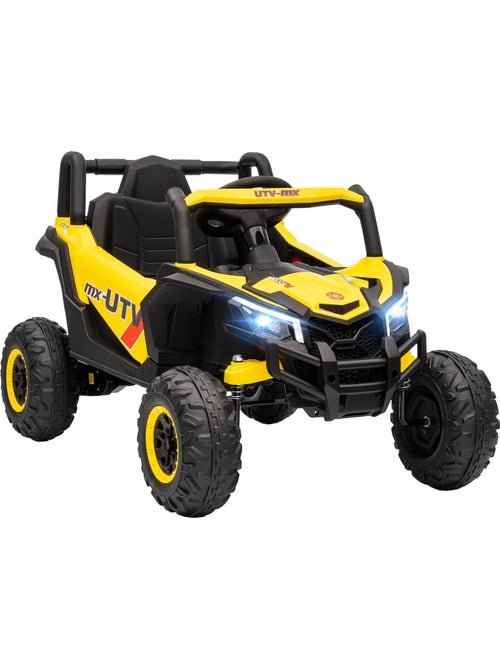 Buggy électrique enfant utv 12v 7km/h max. Télécommande jaune noir - Kiabi Buggy électrique enfant utv 12v 7km/h max. Télécommande jaune noir - Kiabi
