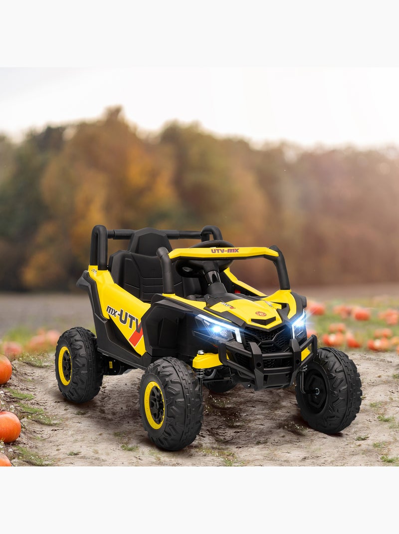 Buggy électrique enfant utv 12v 7km/h max. Télécommande jaune noir Jaune - Kiabi