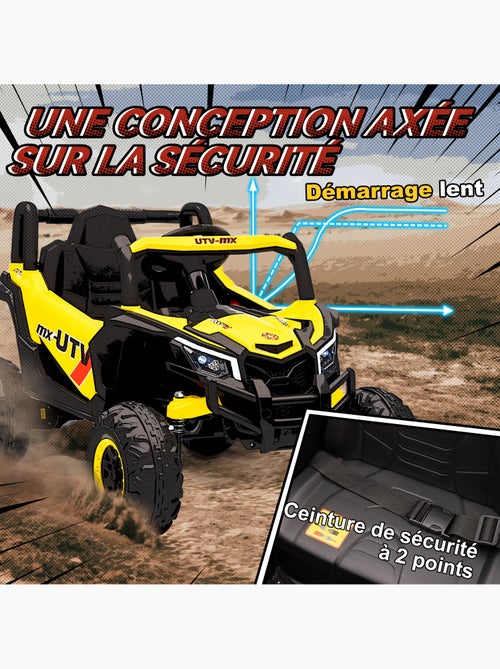 Buggy électrique enfant utv 12v 7km/h max. Télécommande jaune noir - Kiabi Buggy électrique enfant utv 12v 7km/h max. Télécommande jaune noir - Kiabi