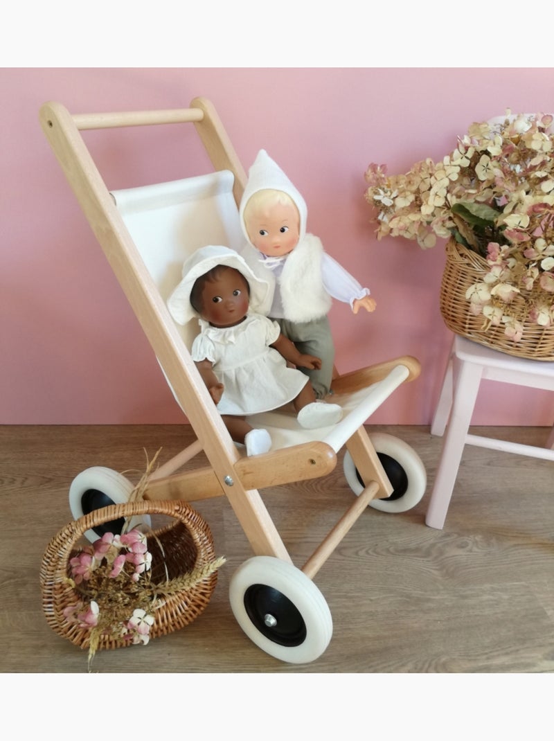 Buggy en bois et tissu naturel Beige - Kiabi