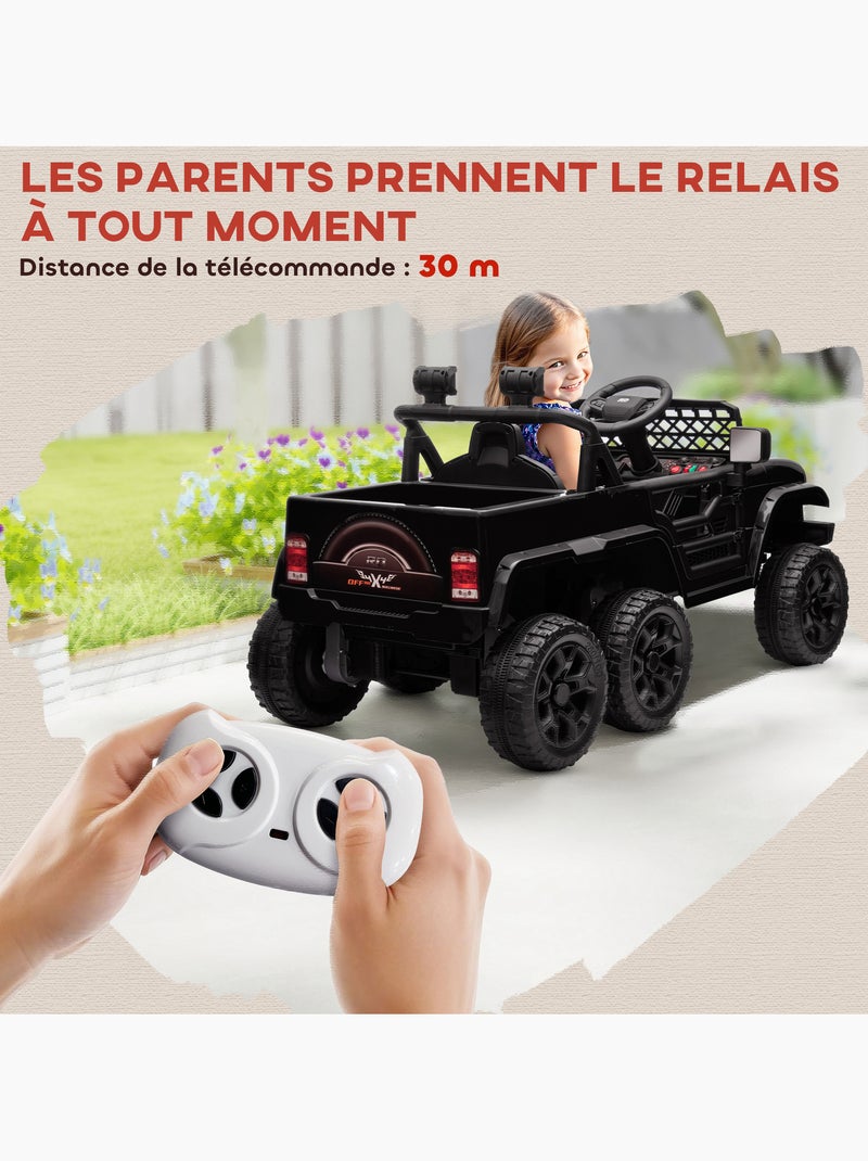 Buggy quad électrique enfant 6 roues 6x6 avec télécommande coffre Noir - Kiabi