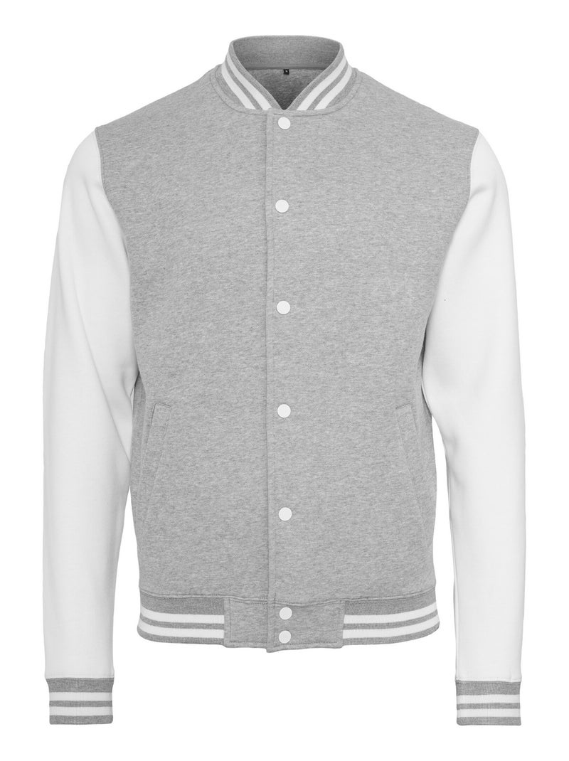Build Your Brand - Blouson d'université Gris Blanc - Kiabi