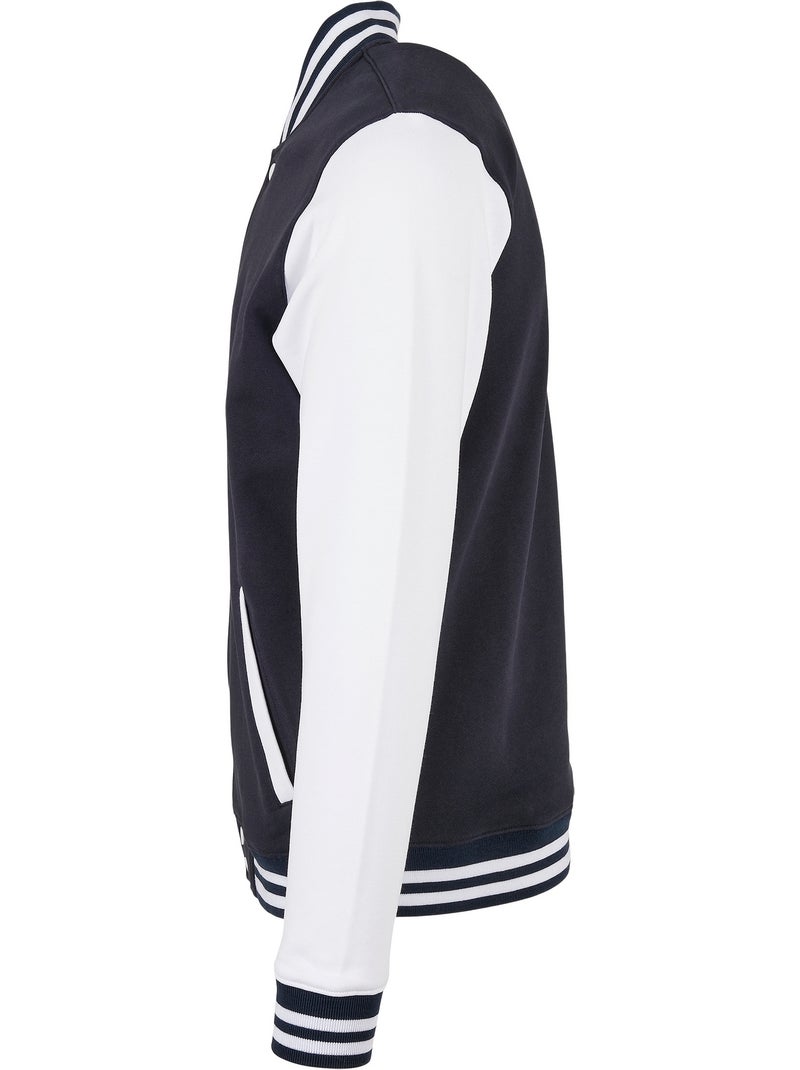 Build Your Brand - Blouson d'université motif/style contrasté BASIC Bleu Bleu marine Blanc - Kiabi