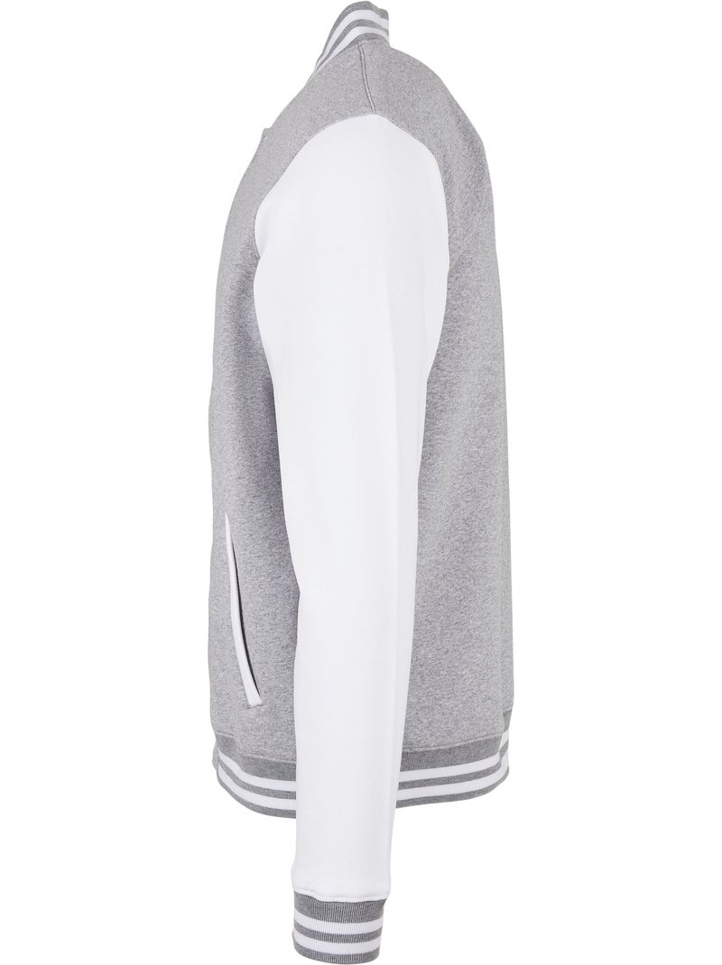 Build Your Brand - Blouson d'université motif/style contrasté BASIC Gris Blanc - Kiabi