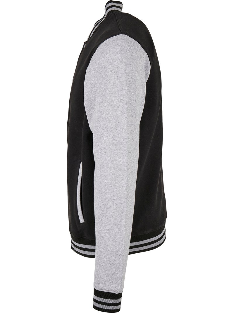 Build Your Brand - Blouson d'université motif/style contrasté BASIC Noir Gris - Kiabi