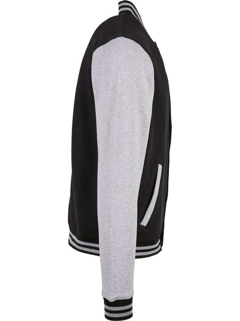 Build Your Brand - Blouson d'université motif/style contrasté BASIC Noir Gris - Kiabi