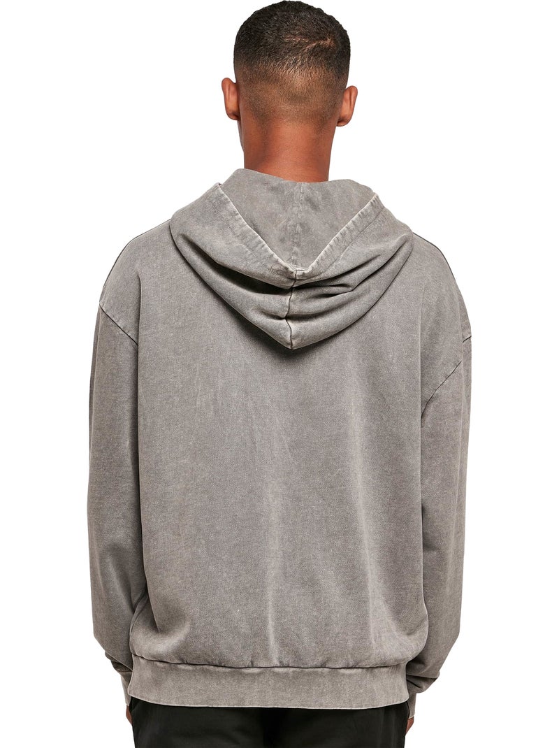Build Your Brand - Sweat à capuche motif/style délavé à l'acide Gris Gris anthracite - Kiabi