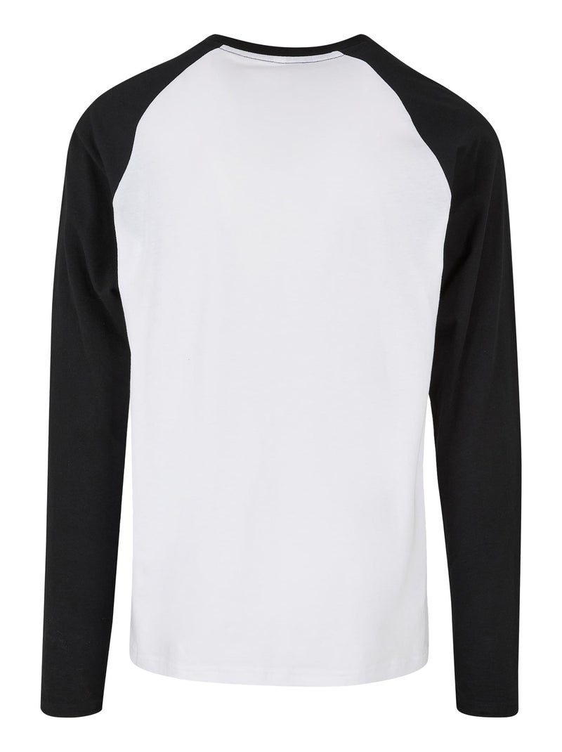 Build Your Brand - T-shirt manches longues motif/style Contrasté Blanc Noir - Kiabi