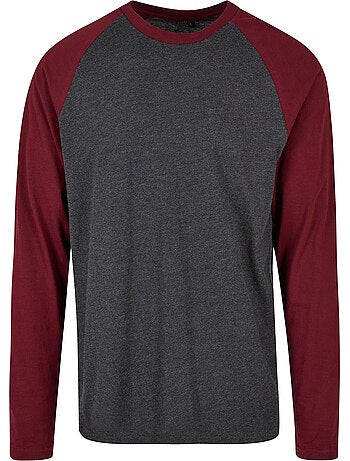 Build Your Brand - T-shirt manches longues motif/style Contrasté