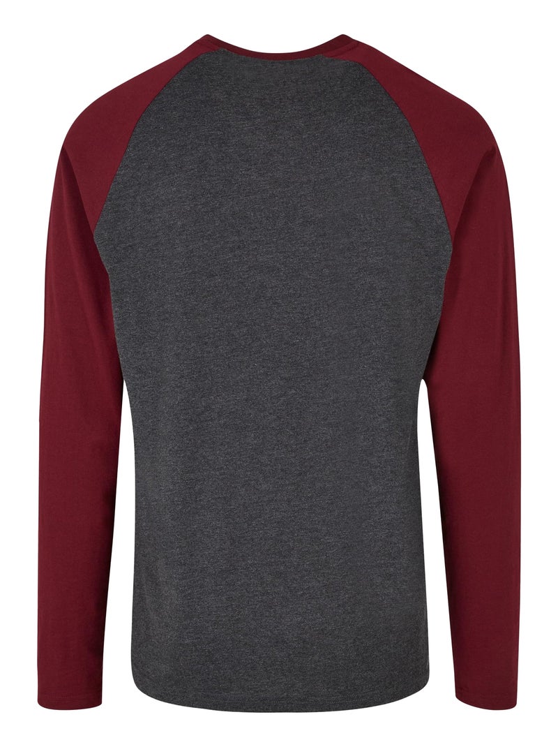 Build Your Brand - T-shirt manches longues motif/style Contrasté Noir - Kiabi