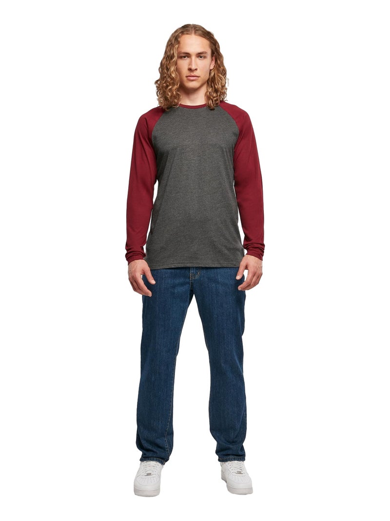 Build Your Brand - T-shirt manches longues motif/style Contrasté Noir - Kiabi