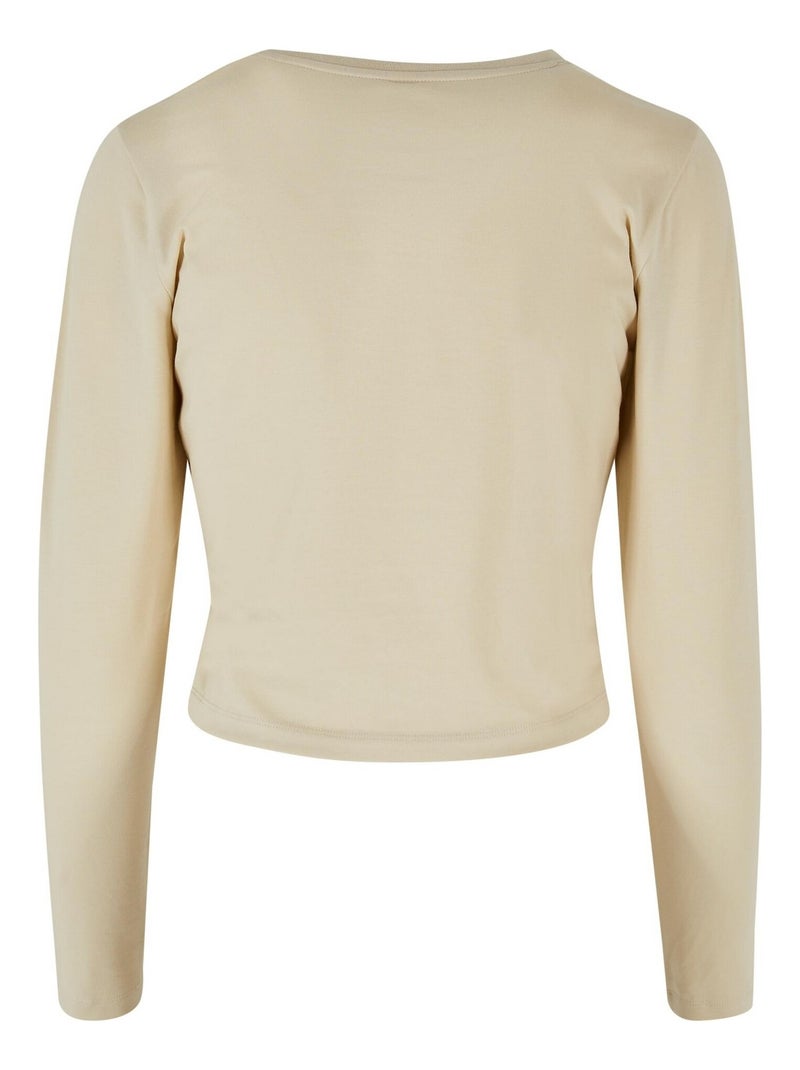 Build Your Brand - T-shirt manches longues motif/style Courte Beige sable - Kiabi