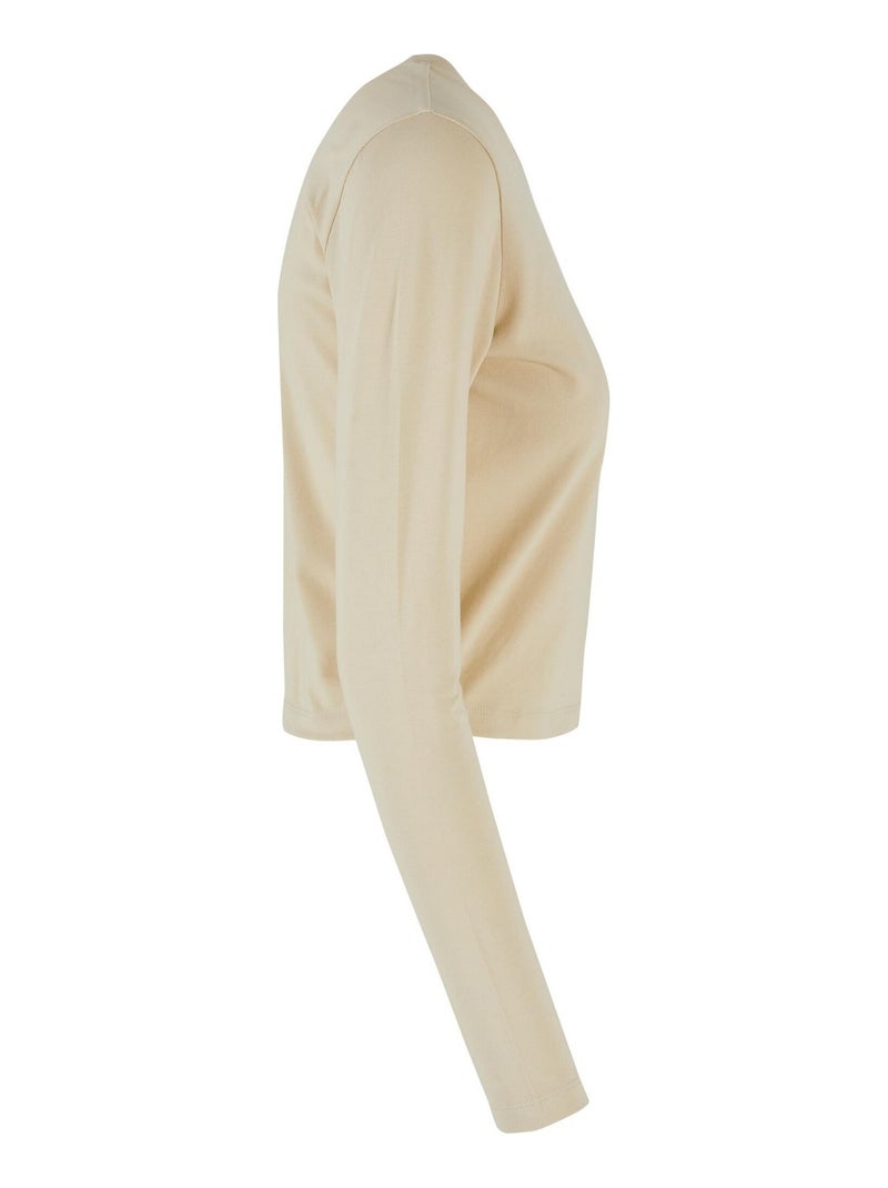 Build Your Brand - T-shirt manches longues motif/style Courte Beige sable - Kiabi