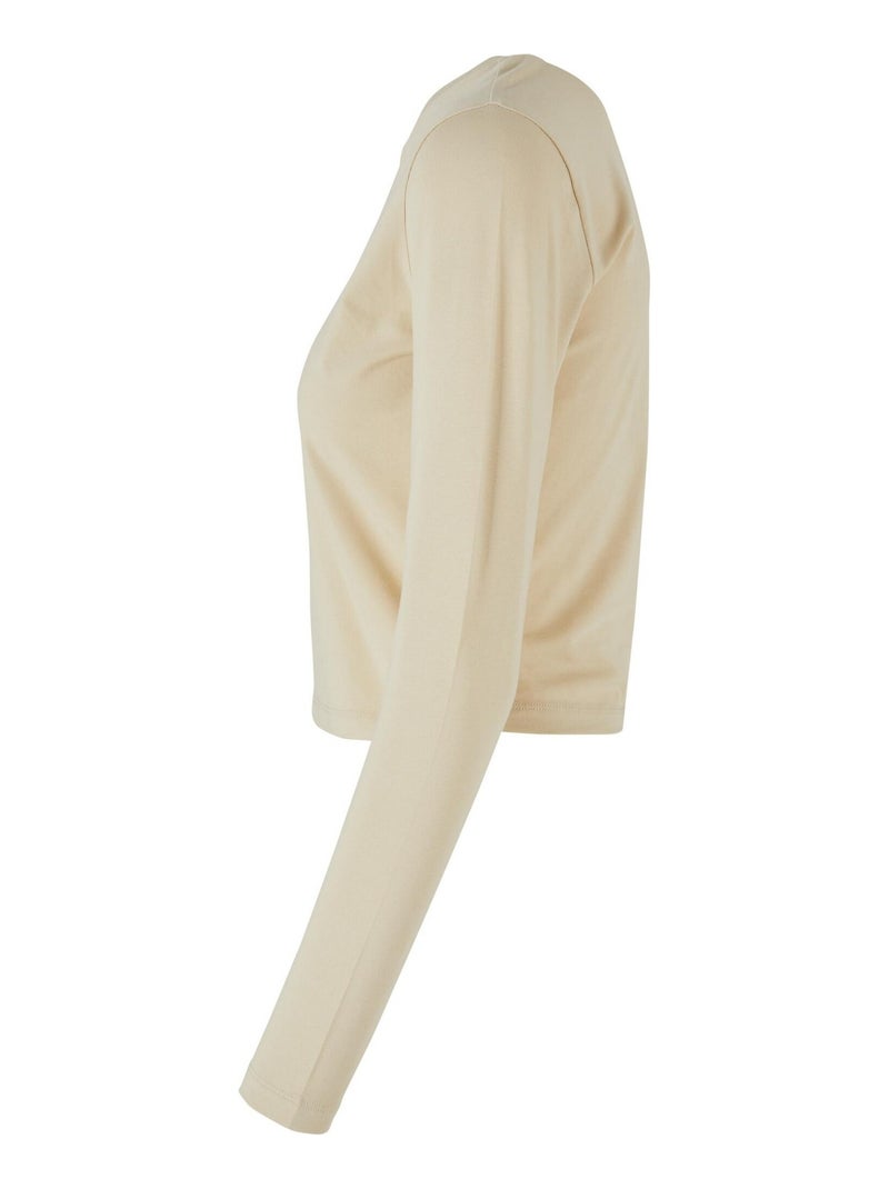 Build Your Brand - T-shirt manches longues motif/style Courte Beige sable - Kiabi