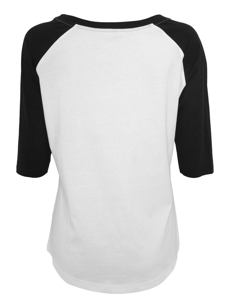 Build Your Brand - T-shirt manches raglan motif/style Contrasté Blanc Noir - Kiabi
