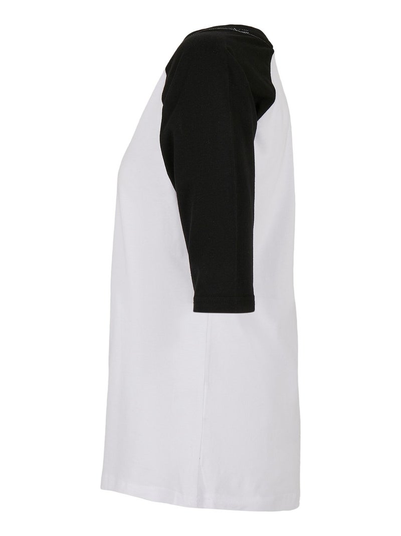 Build Your Brand - T-shirt manches raglan motif/style Contrasté Blanc Noir - Kiabi