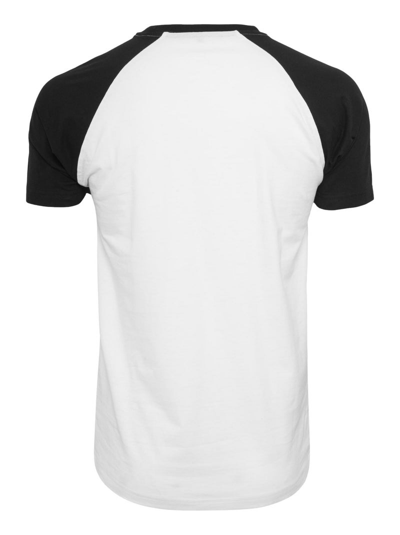 Build Your Brand - T-shirt manches raglan motif/style Contrasté Blanc Noir - Kiabi