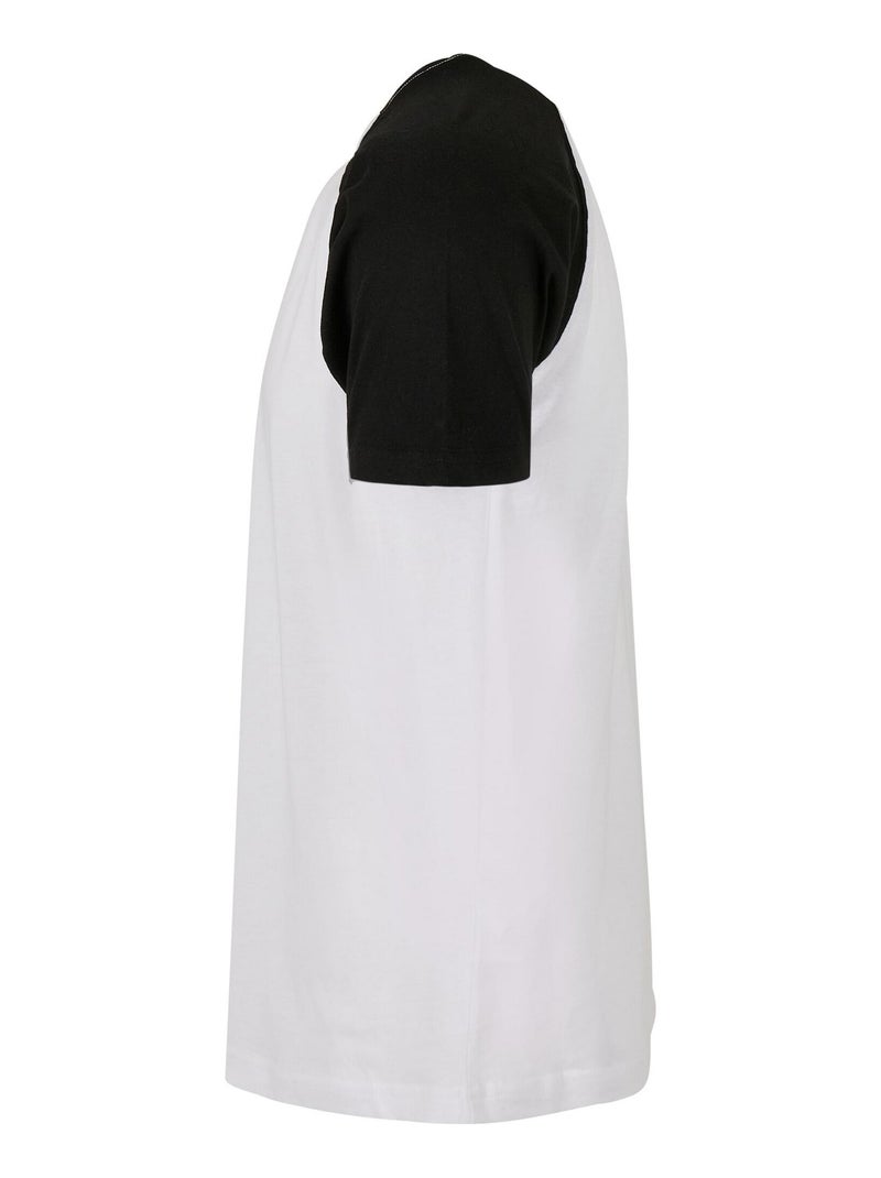 Build Your Brand - T-shirt manches raglan motif/style Contrasté Blanc Noir - Kiabi
