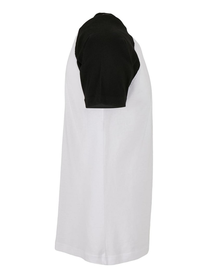 Build Your Brand - T-shirt manches raglan motif/style Contrasté Blanc Noir - Kiabi