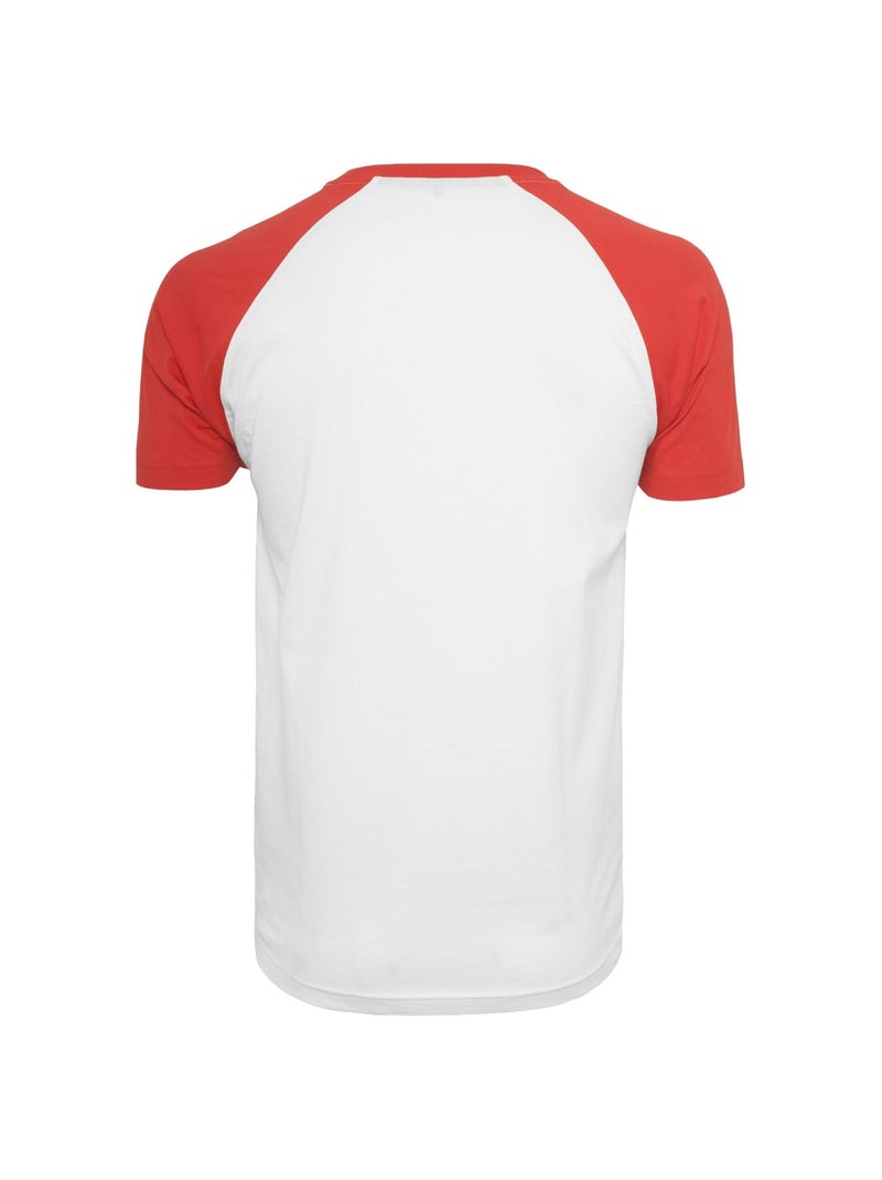 Build Your Brand - T-shirt manches raglan motif/style Contrasté Blanc/Rouge - Kiabi