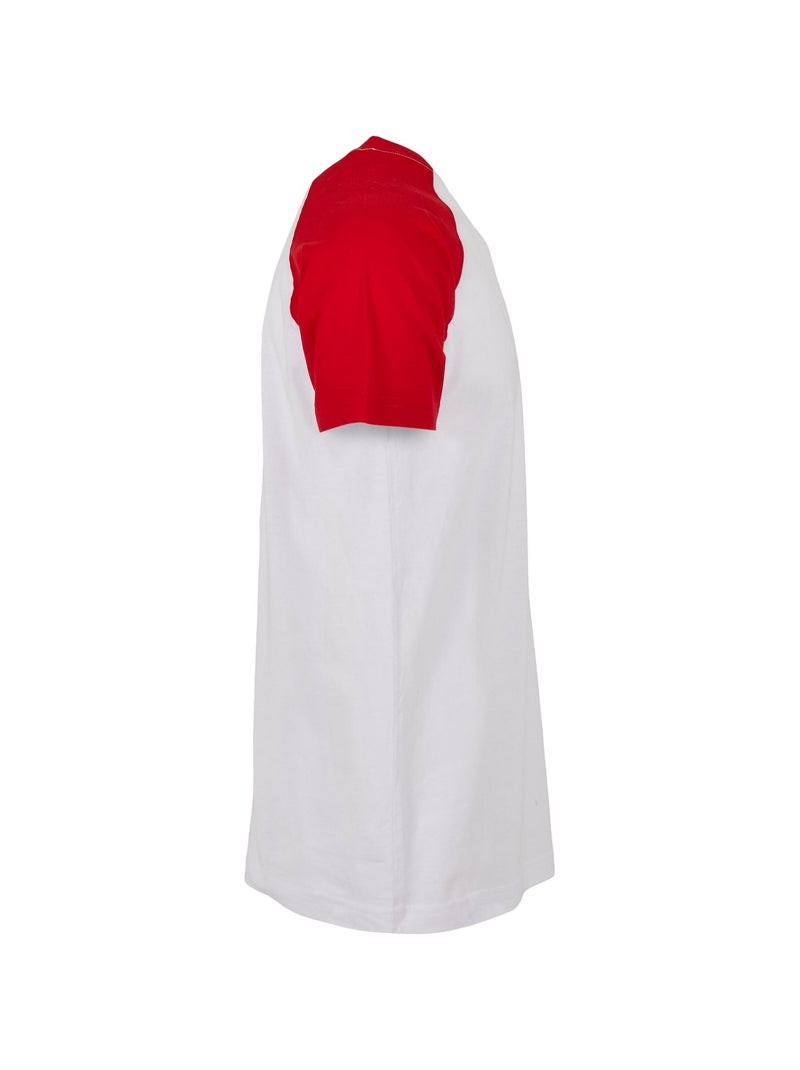 Build Your Brand - T-shirt manches raglan motif/style Contrasté Blanc/Rouge - Kiabi
