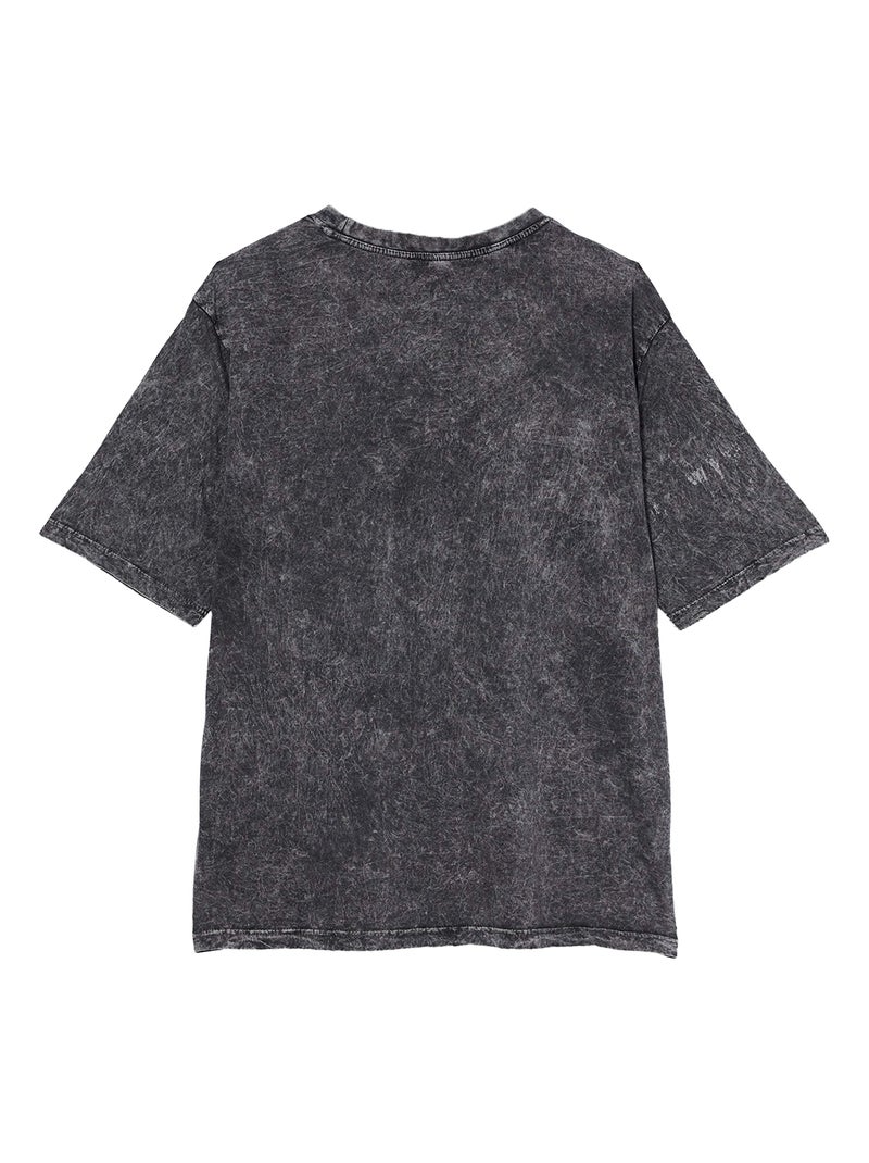 Build Your Brand - T-shirt motif/style délavé à l'acide Gris foncé - Kiabi