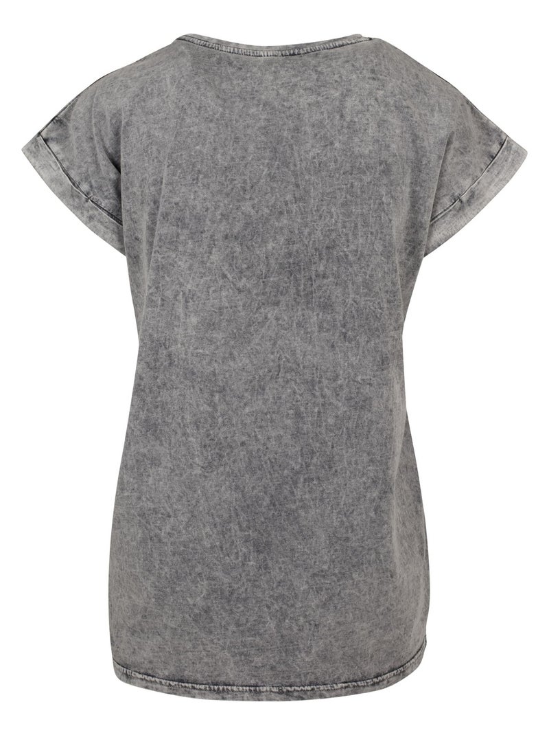 Build Your Brand - T-shirt motif/style délavé à l'acide Gris Noir - Kiabi