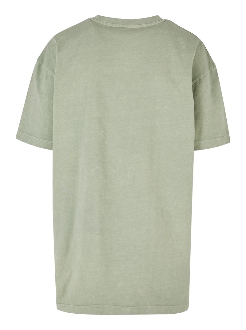 Build Your Brand - T-shirt motif/style délavé à l'acide Gris Vert - Kiabi