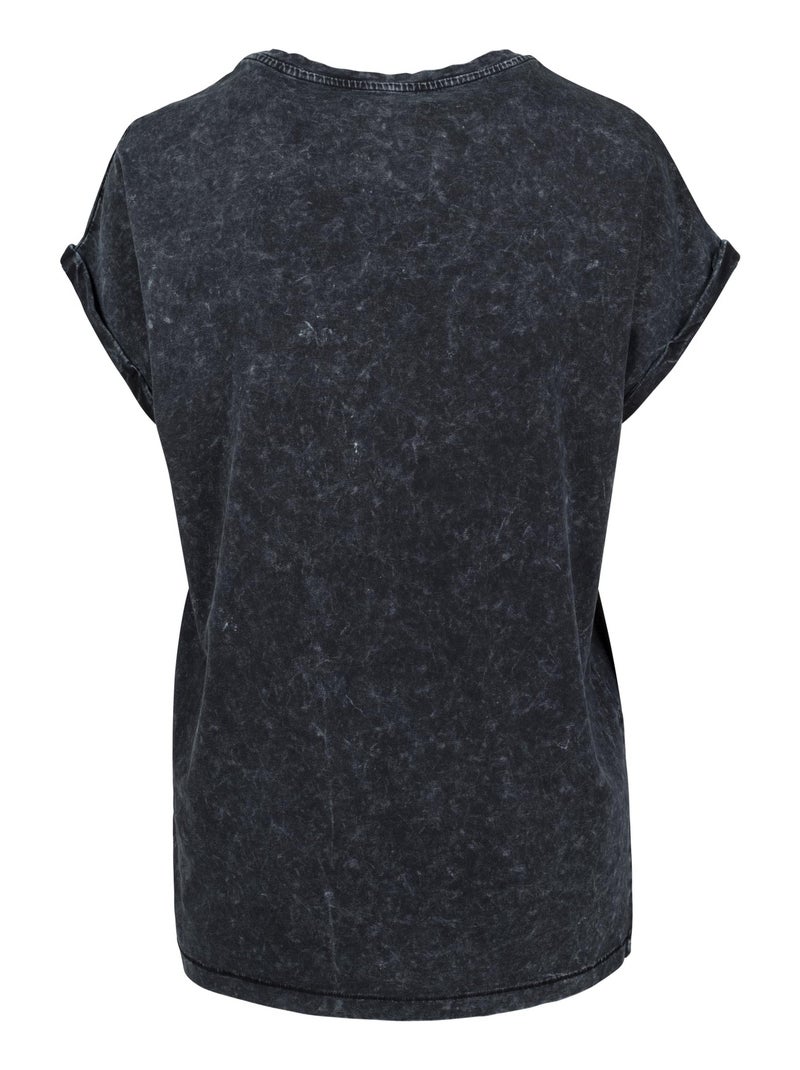 Build Your Brand - T-shirt motif/style délavé à l'acide Noir - Kiabi