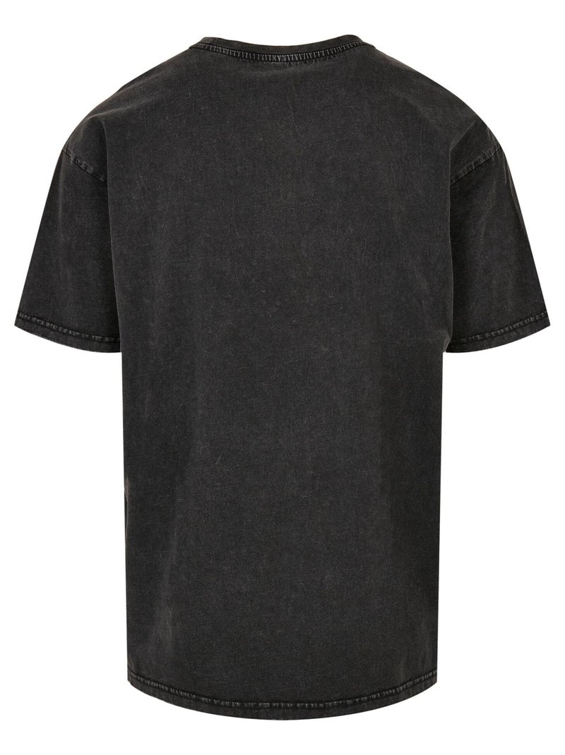Build Your Brand - T-shirt motif/style délavé à l'acide Noir - Kiabi