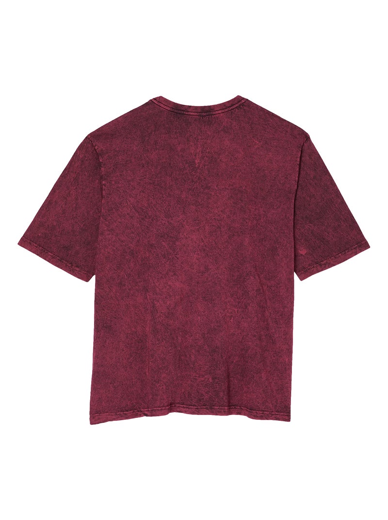 Build Your Brand - T-shirt motif/style délavé à l'acide Rose - Kiabi