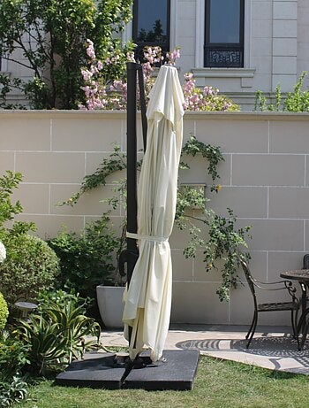 BUNDLE - Ensemble parasol CESARE écru 3x4m et 4 dalles à lester