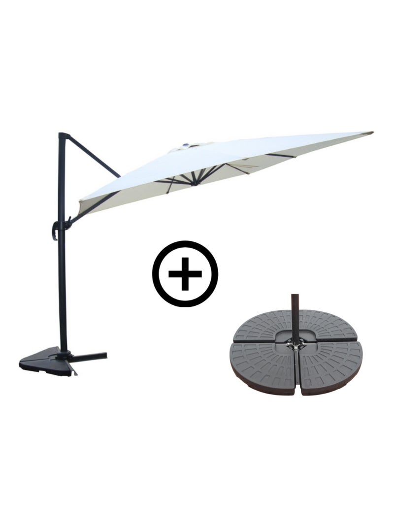 BUNDLE - Ensemble parasol CESARE écru 3x4m et 4 dalles à lester Ecru - Kiabi
