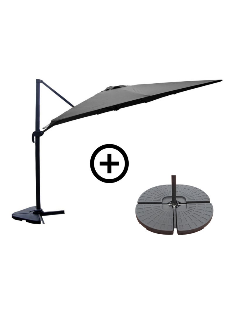 BUNDLE - Ensemble parasol CESARE gris 3x4m et 4 dalles à lester Gris - Kiabi