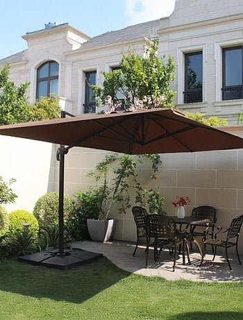 BUNDLE - Ensemble parasol CESARE écru 3x4m et 4 dalles à lester