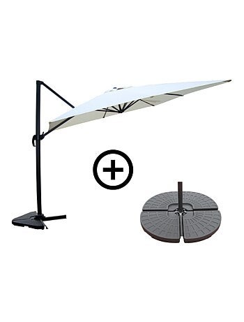 BUNDLE - Ensemble parasol PALATINO terracotta 3x3m et 4 dalles à lester