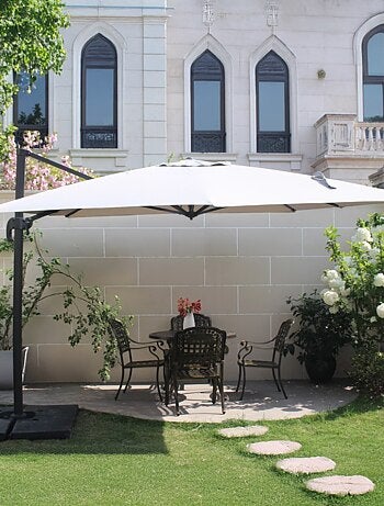 BUNDLE - Ensemble parasol PALATINO terracotta 3x3m et 4 dalles à lester