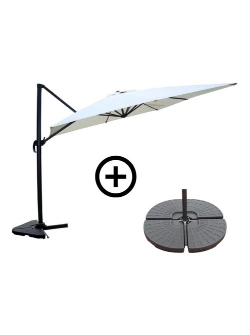 BUNDLE - Ensemble parasol PALATINO écru 3x3m et 4 dalles à lester - Kiabi