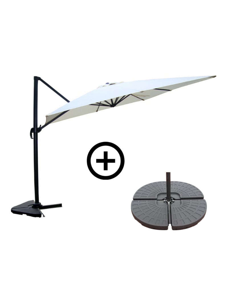BUNDLE - Ensemble parasol PALATINO écru 3x3m et 4 dalles à lester Ecru - Kiabi